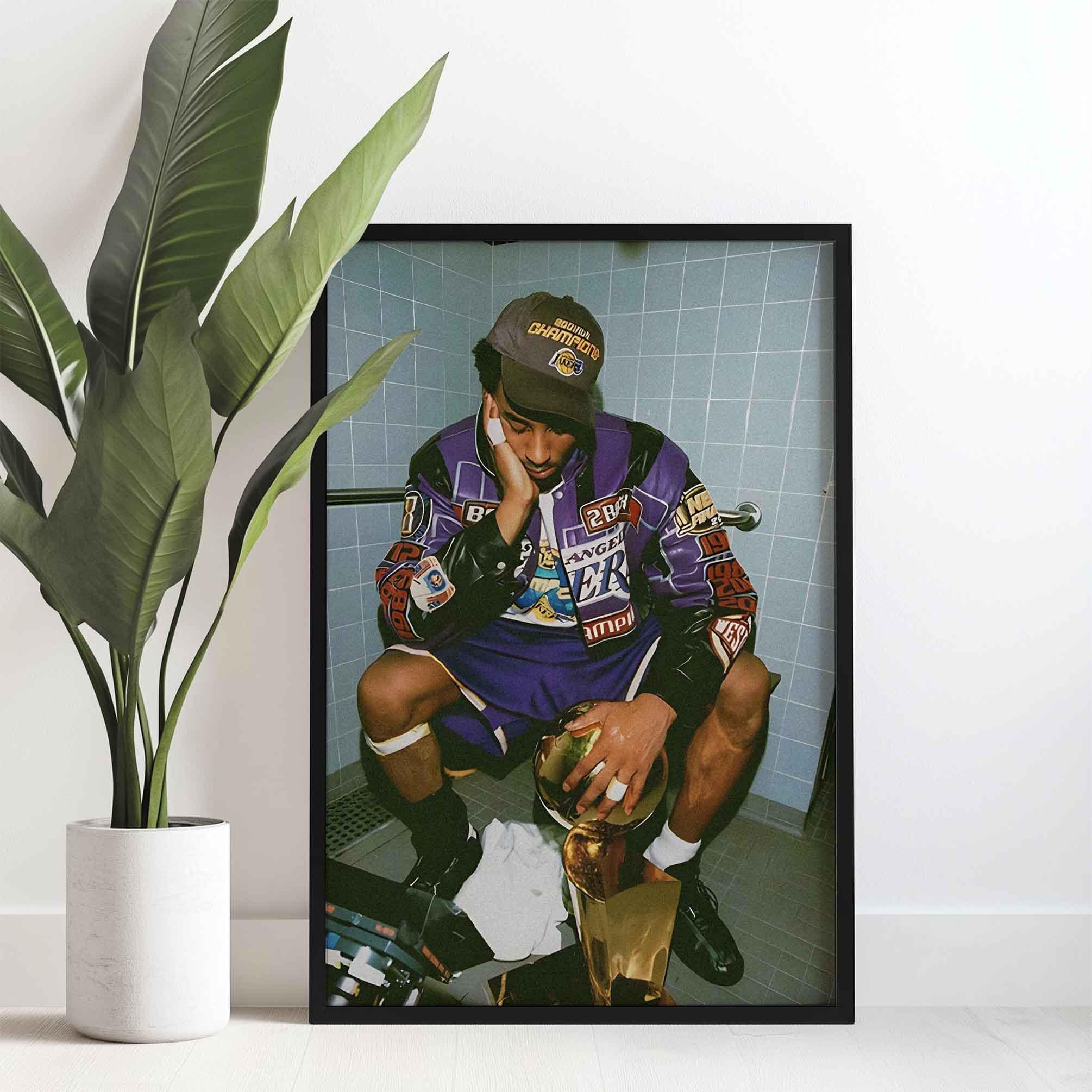 Kobe Bryant Locker Room Poster Druck, Basketball Finals Champion, Kobe Leinwand Wandkunst, Black Mamba Tribute Decor