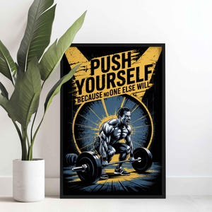 Poster da parete per palestra / Stampa motivazionale per il fitness, decorazione per palestra di casa, arte per sollevamento pesi, poster per sala allenamento, regalo per bodybuilding