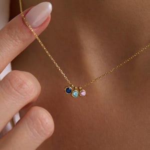 14K Family Birthstone Necklace,Mothers Day Gift for Mom,Mother&#39;s Day Gifts For Her Minimal Pendant Necklace, Gift For Mom,Birthstone Jewelry