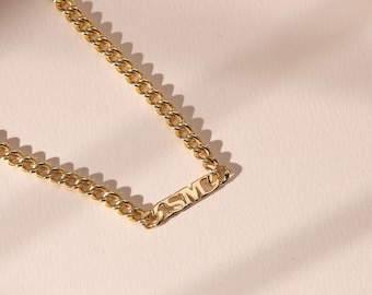 Collar de cadena cubana personalizado para hombre, collar con letra, collar con inicial de oro de 14 quilates, collar con nombre, regalo para padrinos de boda, regalo de Navidad, gargantilla.