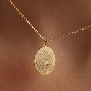 14k Gold Plated Fingerprint Necklace: Personalized Sterling Silver Pendant