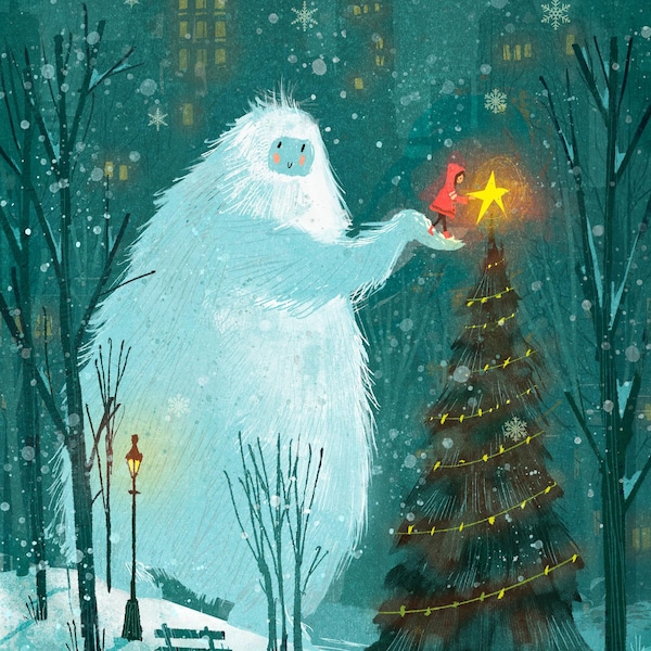 Unique Yeti Christmas Cards | Yeti Holiday Cards | Abominable Snowman Cards | Whimsical Christmas Cards | Yeti Art Cards |