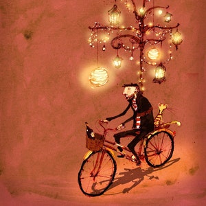 Christmas cards unique holiday cards for bike lovers bike Lee White any occasion greeting cards whimsical