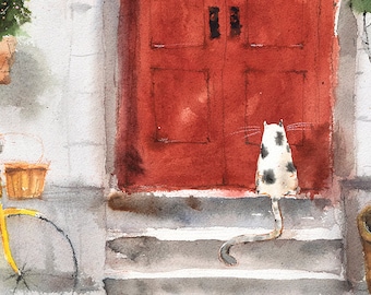 cat lover gift cat wall art cat art print whimsical cat illustration unique cat art whimsical cat print limited edition giclee