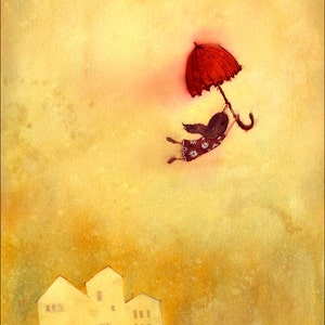 Umbrella art print / umbrella print / umbrella illustration / umbrella painting. By children's book illustrator Lee White.