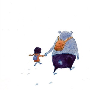 Bear artwork / bear art print / bear wall decor / friend artwork / friends art / bear illustration / friend illustration / friend wall art