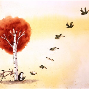 reading art print reading art book art print book wall art book art print reading watercolor painting. By Portland illustrator Lee White.