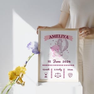 Tarjeta de bebé personalizada: detalles personales para recién nacido | Tarjeta de presentación hecha a mano para bebé | Afiche informativo sobre el nacimiento del bebé| Estadísticas de nacimientos de bebés Imprimir