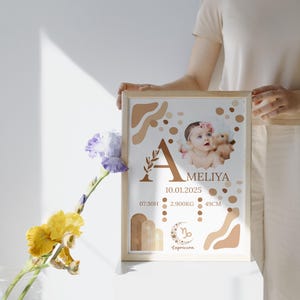 Tarjeta de nacimiento de bebé personalizada | Cartel de nacimiento| Cartel de fecha de nacimiento| Póster de nacimiento bohemio