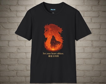 Anime Fierce Spirit T-Shirt, Motivational Tee, Graphic Shirt for Fire Lovers, Gift for Creative Souls, Unisex Apparel