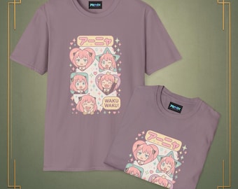 Bonita camiseta de anime, camiseta unisex de Waku Waku para amantes del anime, regalo de cumpleaños, ropa informal y ocasiones festivas.