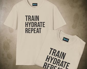 Camiseta deportiva motivacional para entrenar, para gimnasio, fitness, con recordatorio de hidratación, ropa deportiva informal, ideal para deportistas.