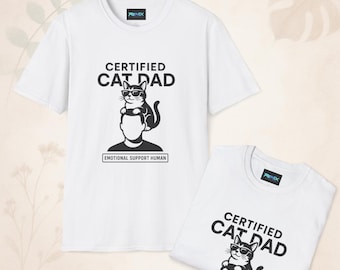 Camiseta "Papá Gato Certificado", regalo divertido para amantes de los gatos, regalo unisex para dueños de mascotas, mercancía de apoyo animal, regalo de cumpleaños para papá