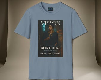 Camiseta Cowboy Bebop Spike Noir, camiseta retro unisex, camiseta de vaquero espacial, camiseta gráfica vintage de ciencia ficción, regalo para fanáticos de la ciencia ficción, ropa informal y elegante.