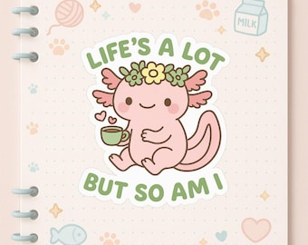 Pegatinas de ajolote con dibujos animados, decoración original, pegatinas para portátil, buen rollo, regalo para amigos, afirmación positiva