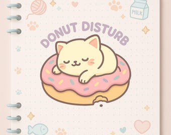 Pegatinas de donuts de gato, decoración de donuts, pegatinas para portátil, regalo kawaii, pegatinas de gatitos, decoración de pared divertida