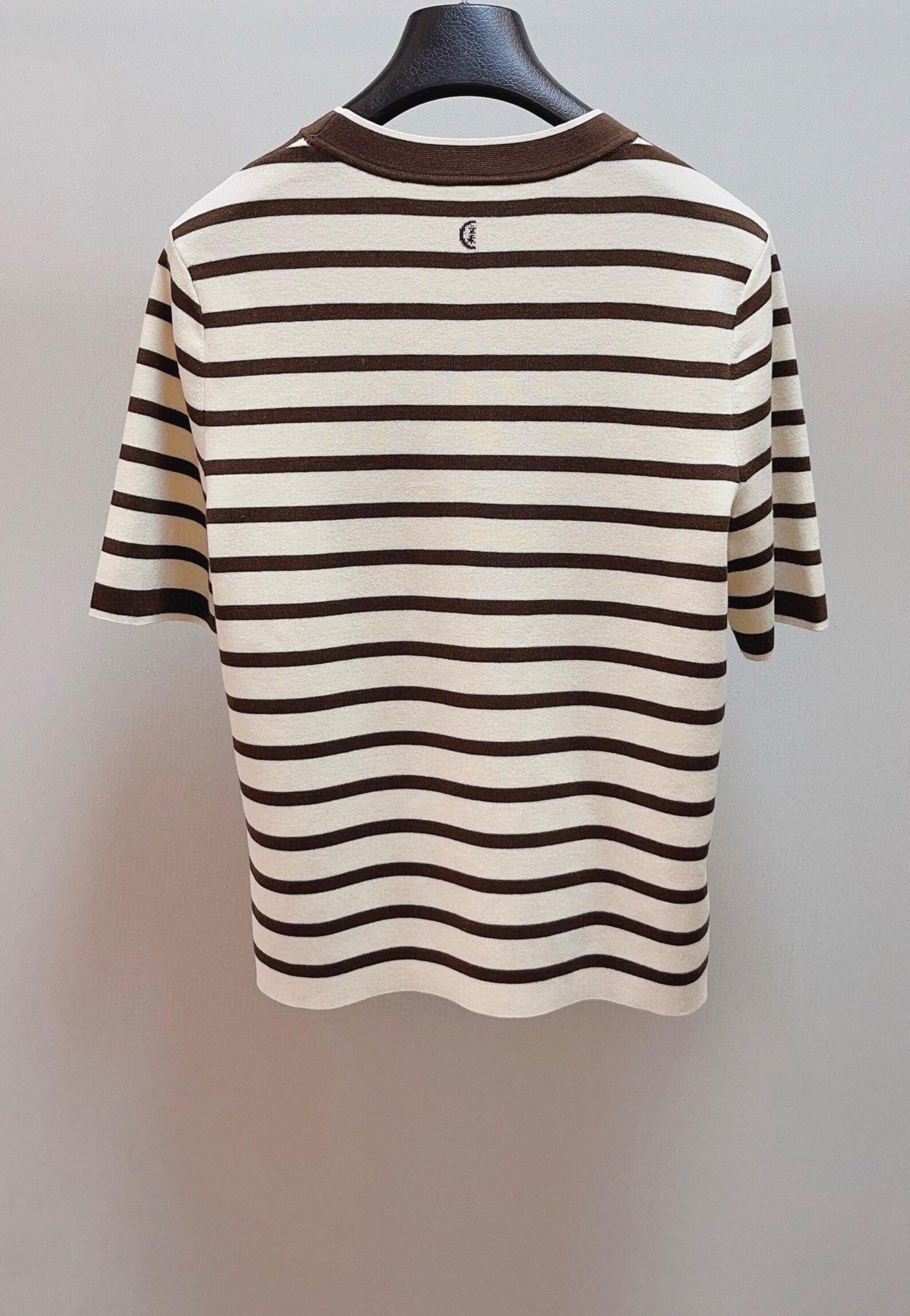 Hazel Striped Knit Shirt - Brown