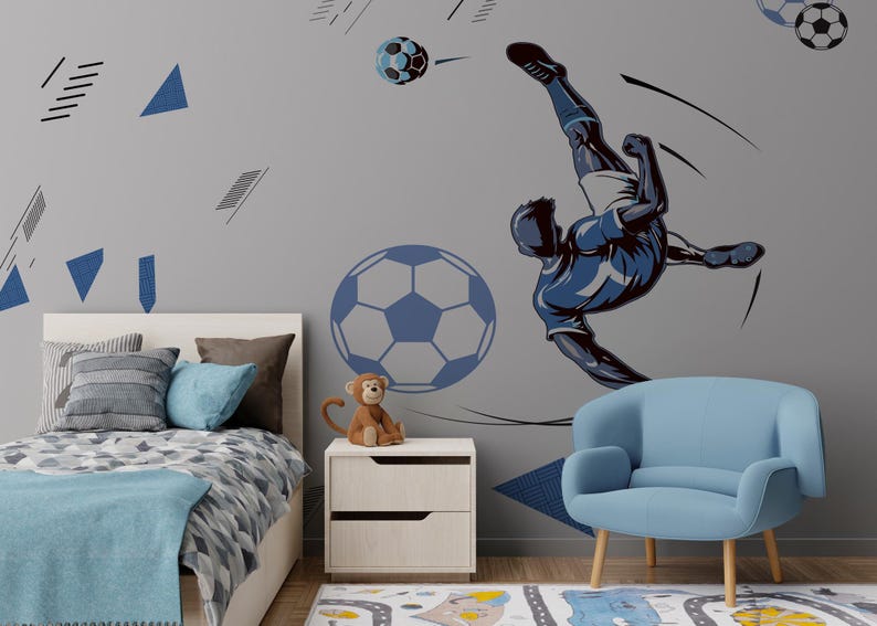 soccer-wallpaper-peel-and-stick-sports-mural-for-kids-room-etsy-uk