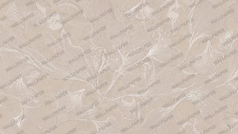 Ginkgo Leaf Wallpaper -beige Botanical Wall Mural -organic Modern Decor ...