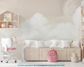 ニュートラルクラウド壁紙、子供部屋用剥がして貼る壁画