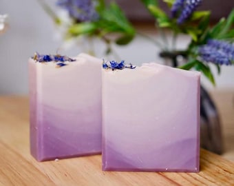 Savon transformé à froid Purple Toast | Barre artisanale biologique | Barre végétalienne hydratante entièrement naturelle