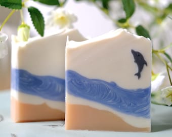 Savon traité à froid Ocean Leap | Barre artisanale biologique | Hydratant végétalien entièrement naturel | Petit lot