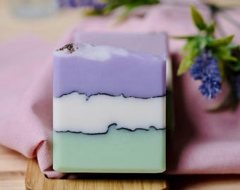 Savon traité à froid brise de lavande | Barre artisanale biologique | Barre végétalienne hydratante entièrement naturelle