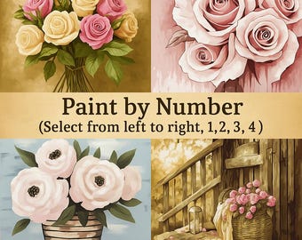 Paint by Number Roses – Romantic Rose Bouquet – DIY Floral Wall Art Kit
