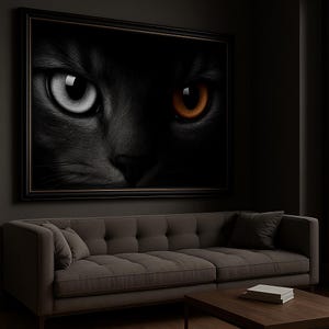 Black And White Cat Portrait, Black And White Photography Of A Cat, Black And White Wall Art Print, Black And White Prints Extra Large