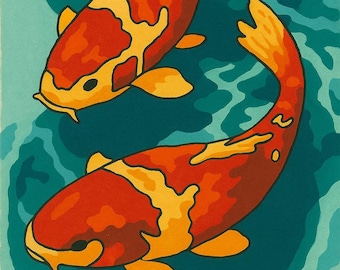 Serene Koi Fish Paint by Number Kit – Zen DIY Canvas – Peaceful Painting for Adults, Nature Lovers & Relaxing Spaces