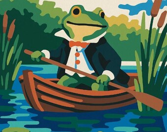 Paint By Number Frog Gentleman – Kit voor het schilderen van grappige dieren | DIY-kunstset met schattige kikker voor beginners