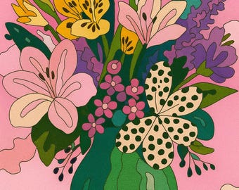 Floral Vase Paint By Number Kit – Modern Beginner DIY Art