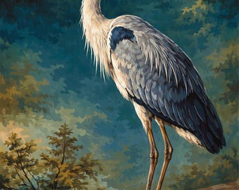 Verf op nummer "Graceful Heron" | Elegante vogel natuur kunstkit | Sereen schilderen op nummer voor volwassenen