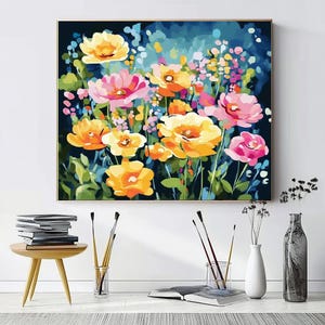 Wildflower Garden Paint by Number Kit – Colorful DIY Floral Painting for Adults | Vibrant Botanical Wall Art | Relaxing Creative Gift