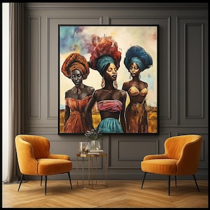 African American Women Canvas Wall Art , African Women Portrait, African American Culture, African Tribe Wall Art, African Culture