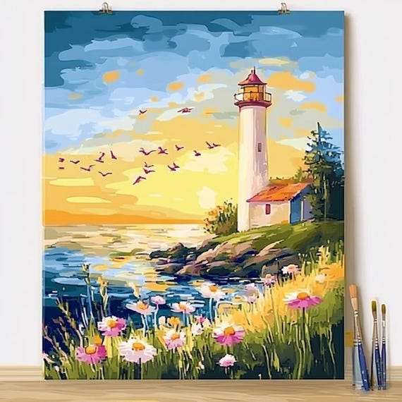 Kit de Peinture par Numéros pour Adultes, Peinture Acrylique Aquarelle à l' Huile Colorée Bricolage sur Toile, Projet d'Art Floral pour la Détente, Déco Maison, 20x20 cm