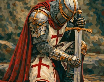 Knight in Reflection Paint by Numbers – Medieval Warrior Art DIY Kit | Honor & Valor Wall Decor