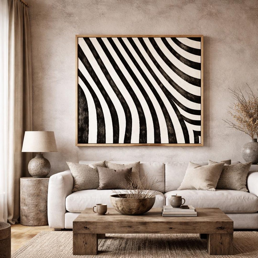 Black and White Abstract Canvas Wall Art Modern Minimalist Graphic Wall ...