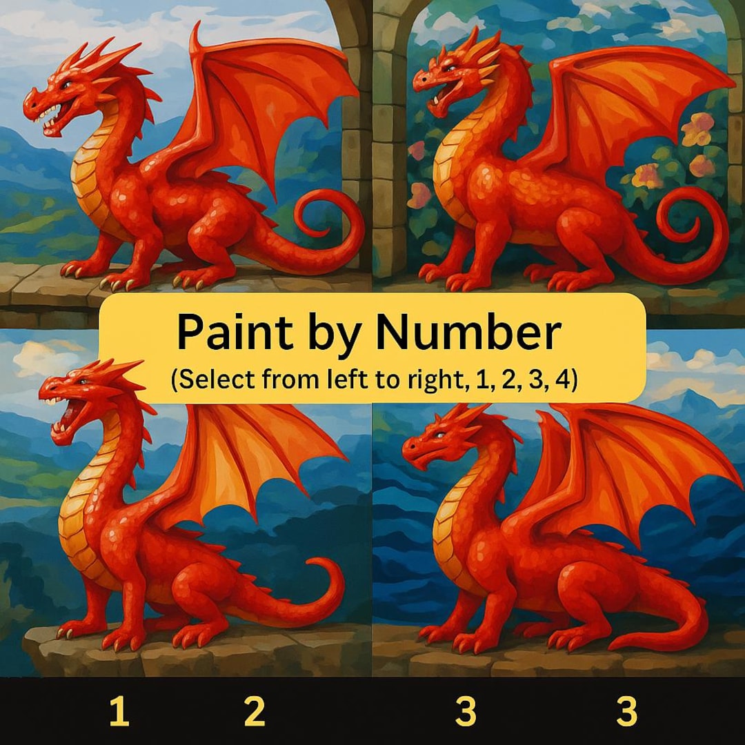 Large Welsh Dragon Paint by Numbers Dragon Kit DIY Painting by Number ...