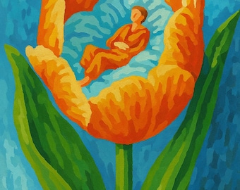 Paint By Number Person In Tulip – Dreamy Floral Paint By Numbers Kit For Adults Beginners