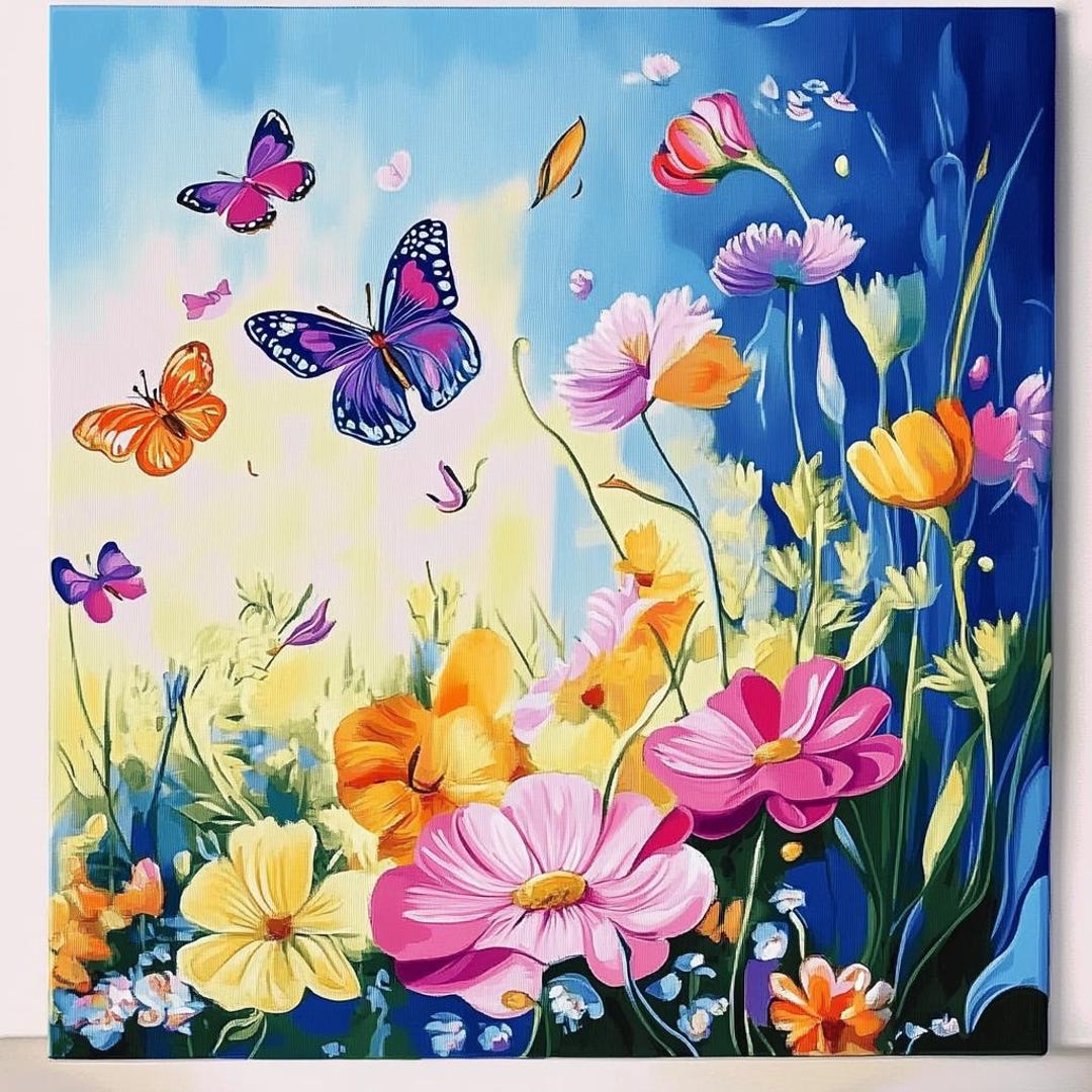 Butterfly Garden Paint by Number Kit – Colorful DIY Floral & Butterfly ...