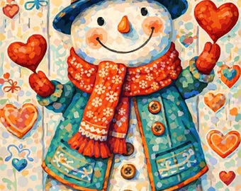 Mini Peinture Par Numéros 20x20cm Avec Cadre Sapin De Noël Abstrait – Figured'Art