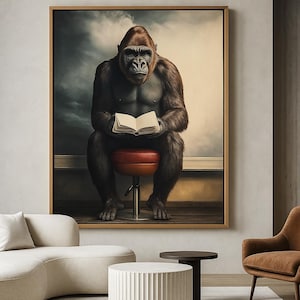 Gorilla Wall Art, Funny Gorilla Wall Art, Gorilla Prints, Bathroom Wall Prints Funny, Funny Animals Wall Print