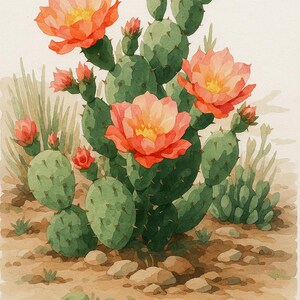 Paint by Number Cactus Bloom – Desert Floral DIY Canvas Art Kit for Adults | Southwestern Succulent Painting with Pink Flowers