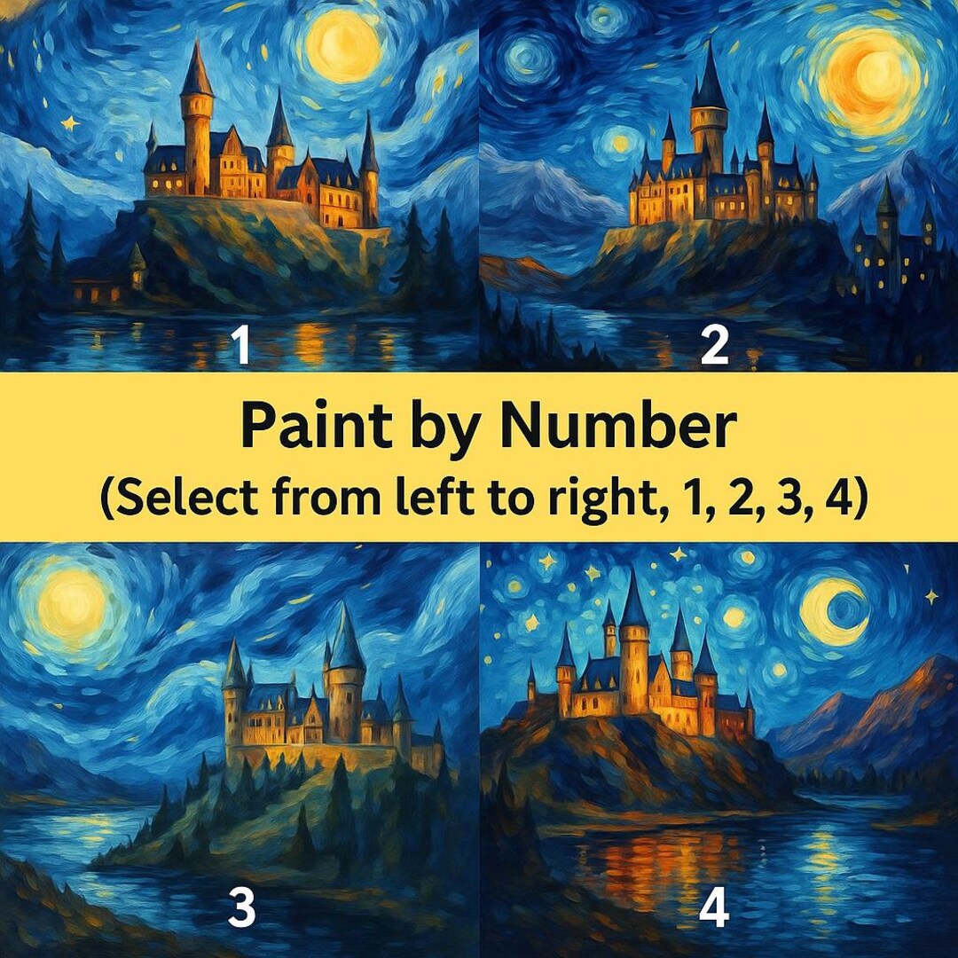 Castle Starry Sky Paint by Numbers Kit – Van Gogh Inspired DIY Night ...