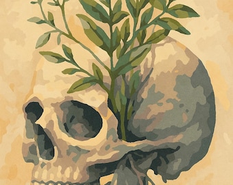 Paint By Number Floral Skull – Botanical Gothic DIY Painting Kit