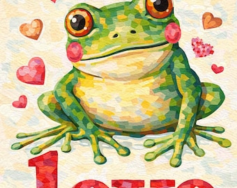 Verf op nummer "Kikkerliefde" | Romantische doe-het-zelfschilderset met schattige dieren | Valentijnskikker verven op nummer voor volwassenen
