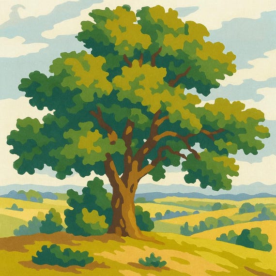 Paint by Number Tree Kit – Serene Nature Landscape DIY Painting – Relaxing Art Gift for Nature Lovers & Beginners