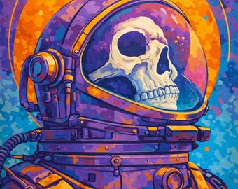 Paint By Number Astronaut Skull – Cosmic Sci-Fi Space Art Kit For Adults Beginners Modern Decor