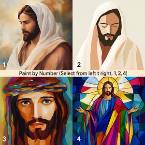 Paint by Number Jesus Kit – Christian Art DIY | Choose from 4 Designs | Faith-Based Painting Set | Religious Gift for Adults & Kids